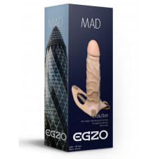 Полый фаллоимитатор MAD на регулируемых ремешках - 18,5 см.