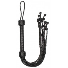 Черная многохвостая плетеная плеть Short Leather Braided Flogger - 69 см.