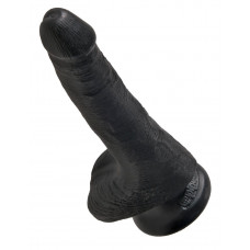 Черный фаллоимитатор с мошонкой и присоской 6 Cock with Balls - 17,8 см. Черный фаллоимитатор с мошонкой и присоской 6 Cock with Balls - 17,8 см.