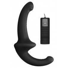 Черный безремневой вибрострапон с пультом управления Vibrating Silicone Strapless Strapon Черный безремневой вибрострапон с пультом управления Vibrating Silicone Strapless Strapon