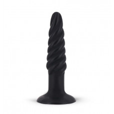 Анальная пробка со спиралевидным рельефом MENZSTUFF SPIRAL PLUG BLACK - 11,5 см.