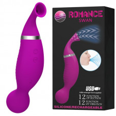 Двусторонний стимулятор Romance Swan - с вибрацией и функцией всасывания Двусторонний стимулятор Romance Swan - с вибрацией и функцией всасывания