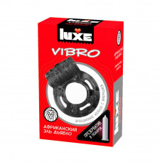 Чёрное эрекционное виброкольцо Luxe VIBRO Африканский Эль Дьябло + презерватив Чёрное эрекционное виброкольцо Luxe VIBRO Африканский Эль Дьябло + презерватив