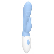 Голубой вибратор Juicy Rabbit со стимулятором клитора - 19,5 см. Голубой вибратор Juicy Rabbit со стимулятором клитора - 19,5 см.