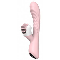 Розовый вибратор с клиторальным стимулятором-вертушкой LICKING SENSATION Розовый вибратор с клиторальным стимулятором-вертушкой LICKING SENSATION