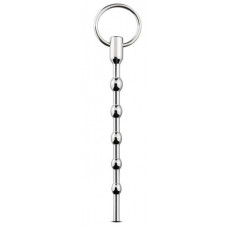 Серебристый уретральный стимулятор Sinner Solid Metal Dilator With Pull Ring - 15,5 см.