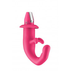 Розовый вибромассажер с клиторальным стимулятором FINGER C VIBRATOR Розовый вибромассажер с клиторальным стимулятором FINGER C VIBRATOR