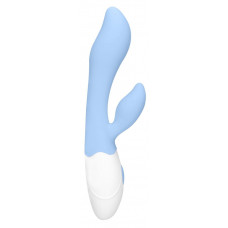 Голубой G-spot вибратор Sunset со стимулятором клитора - 20 см. Голубой G-spot вибратор Sunset со стимулятором клитора - 20 см.