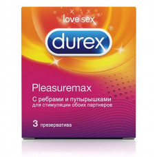 Рельефные презервативы с точками и рёбрами Durex Pleasuremax - 3 шт. Рельефные презервативы с точками и рёбрами Durex Pleasuremax - 3 шт.