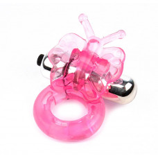 Розовое эрекционное виброкольцо Butterfly Ring Розовое эрекционное виброкольцо Butterfly Ring