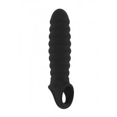 Чёрная ребристая насадка Stretchy Penis Extension No.32 Чёрная ребристая насадка Stretchy Penis Extension No.32