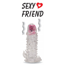 Закрытая прозрачная вибронасадка на пенис Sexy Friend - 13,5 см. Закрытая прозрачная вибронасадка на пенис Sexy Friend - 13,5 см.