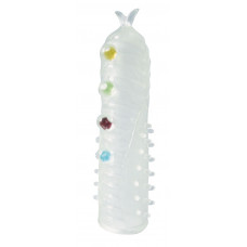 Закрытая белая насадка на пенис Crystal Sleeve с шариками и усиками - 14 см. Закрытая белая насадка на пенис Crystal Sleeve с шариками и усиками - 14 см.