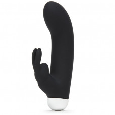 Черный вибратор с клиторальным отростком Greedy Girl Mini Rabbit Vibrator - 14 см. Черный вибратор с клиторальным отростком Greedy Girl Mini Rabbit Vibrator - 14 см.