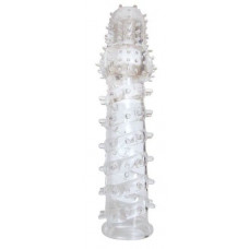 Закрытая прозрачная рельефная насадка с шипиками Crystal sleeve - 13,5 см. Закрытая прозрачная рельефная насадка с шипиками Crystal sleeve - 13,5 см.