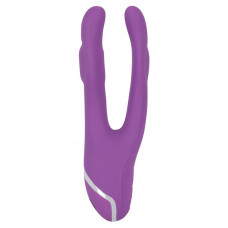 Фиолетовый вибромассажер с двумя отростками Sweet Smile Double Vibrator - 18,7 см. Фиолетовый вибромассажер с двумя отростками Sweet Smile Double Vibrator - 18,7 см.