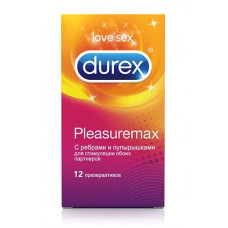 Рельефные презервативы с точками и рёбрами Durex Pleasuremax - 12 шт. Рельефные презервативы с точками и рёбрами Durex Pleasuremax - 12 шт.