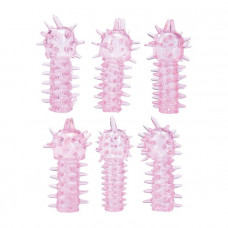 Набор из 6 розовых закрытых насадок с шипами TICKLER JELLY SLEEVE SET Набор из 6 розовых закрытых насадок с шипами TICKLER JELLY SLEEVE SET