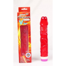 Красный вибратор Pleasure Fantasy с богатым рельефом - 22,5 см. Красный вибратор Pleasure Fantasy с богатым рельефом - 22,5 см.