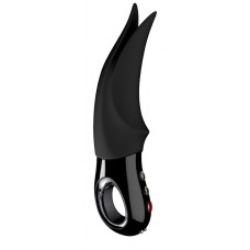 Чёрный вибратор Volta Black Line с раздвоенным кончиком - 18,9 см. Чёрный вибратор Volta Black Line с раздвоенным кончиком - 18,9 см.