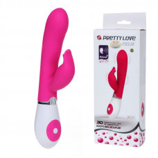 Розовый вибратор Pretty Love с клиторальным стимулятором - 21 см. Розовый вибратор Pretty Love с клиторальным стимулятором - 21 см.