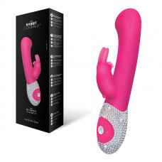 Розовый вибромассажёр The G-spot Rabbit с украшенной стразами рукоятью - 22 см. Розовый вибромассажёр The G-spot Rabbit с украшенной стразами рукоятью - 22 см.