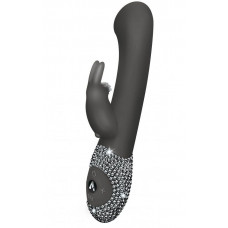 Чёрный вибратор The G-spot Rabbit со стразами на рукояти - 22 см. Чёрный вибратор The G-spot Rabbit со стразами на рукояти - 22 см.