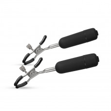 Черные виброзажимы на соски Easytoys Nipple Clamps With Vibrating Bullets Черные виброзажимы на соски Easytoys Nipple Clamps With Vibrating Bullets