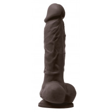 Коричневый силиконовый фаллоимитатор с мошонкой Pleasures 5 Dildo - 18 см. Коричневый силиконовый фаллоимитатор с мошонкой Pleasures 5 Dildo - 18 см.