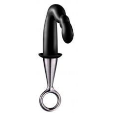 Чёрный изогнутый анальный плаг PROSTATE PLUG PLATED HANDLE Чёрный изогнутый анальный плаг PROSTATE PLUG PLATED HANDLE