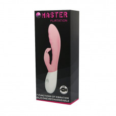 Розовый перезаряжаемый вибратор с клиторальным зайчиком Master Flirtation - 20 см. Розовый перезаряжаемый вибратор с клиторальным зайчиком Master Flirtation - 20 см.