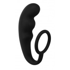 Чёрное эрекционное кольцо с анальным стимулятором Mountain Range Anal Plug Чёрное эрекционное кольцо с анальным стимулятором Mountain Range Anal Plug
