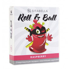 Стимулирующий презерватив-насадка Roll Ball Raspberry Стимулирующий презерватив-насадка Roll Ball Raspberry